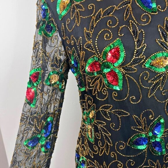 VINTAGE Stenay Beaded Sheer Sleeve Blouse Size S - Picture 2 of 16